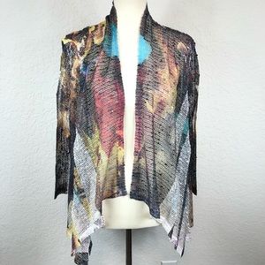 Top Ligne Women’s Blue/Red Open Knit‎ Cardigan Sz M